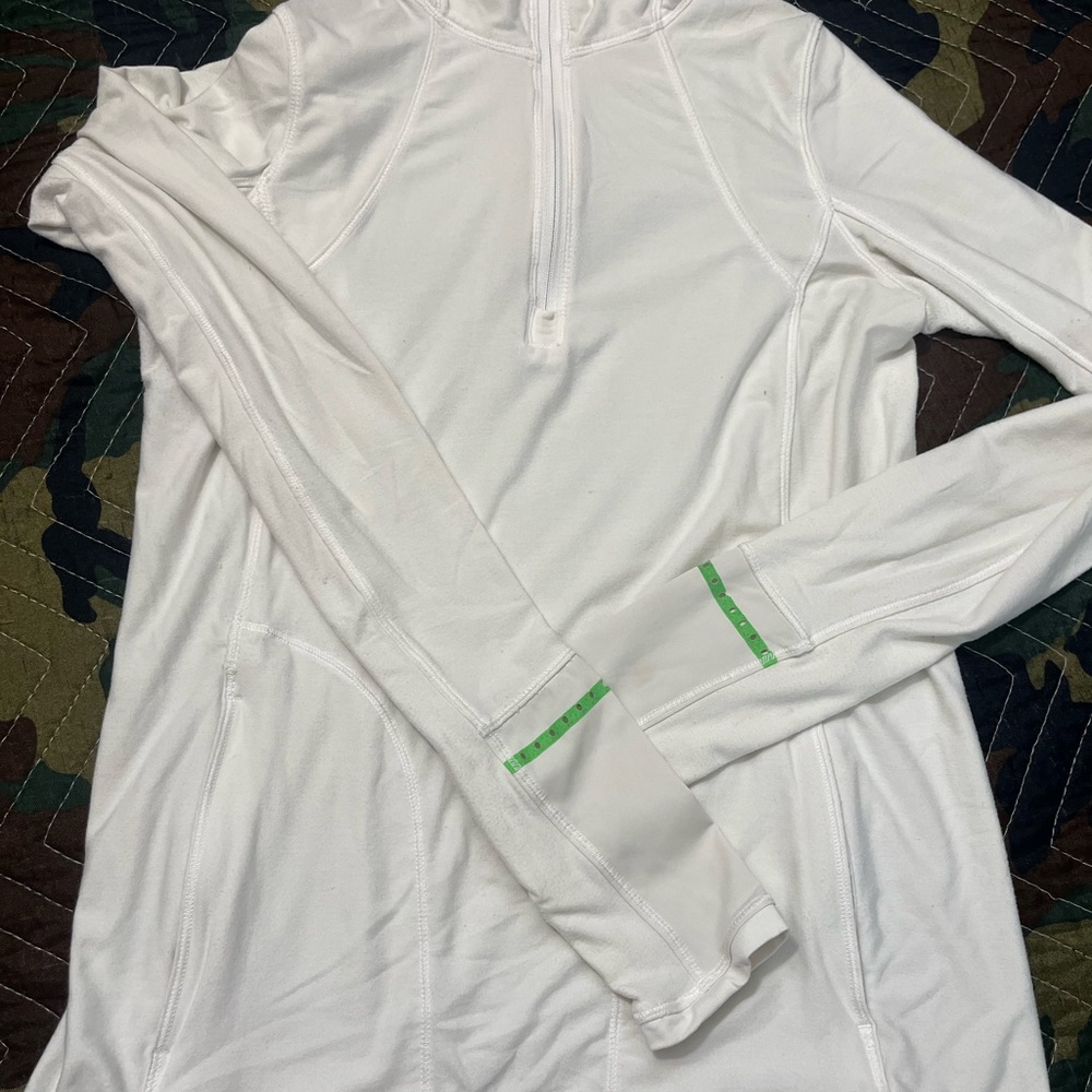 Lulu White Long Sleeve Quarter-Zip Pullover